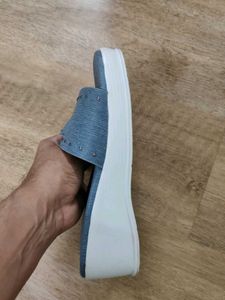 Blue Studded Slide Sandals