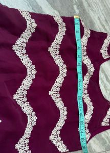 Elegant Plum Kurta with White Embroidery