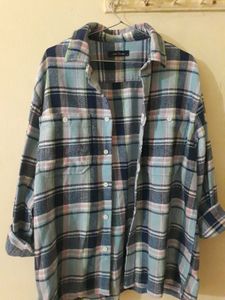 Blue Plaid Flannel Shirt