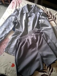 Blue Striped Button-Up Shirt and short