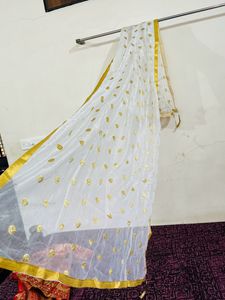 White And Golden Color Duppatta