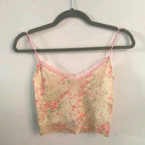 Floral Lace Trim Cami Top
