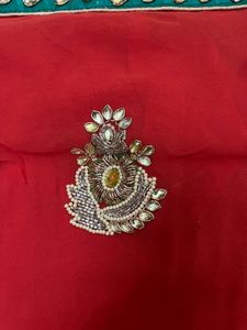 Red saree with beautiful zardozi work n heavy wor