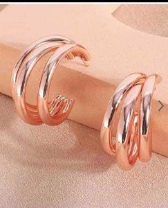 Rose Gold Triple Hoop Earrings