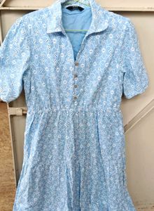 Chic Light Blue Broderie Dress