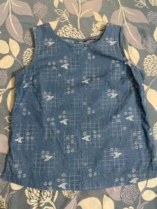 Chic Blue Bird Print Sleeveless Top