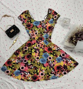 H&M Vibrant Floral Print Fit & Flare Dress