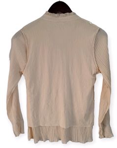 Cream Ruffle Trim Ribbon Tie Blouse