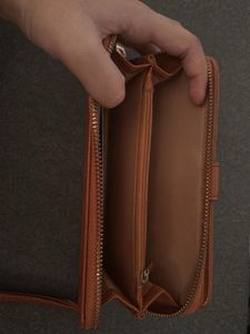 Brown Leather Wallet with Wrist Strap