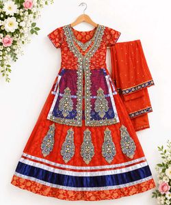 Beautiful Red & Blue Lehenga Choli Set