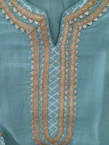 Elegant premium Teal Kurta set with Embellished Ne