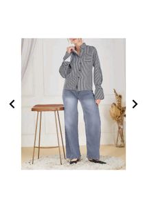 Striped Button-Down Shirt with Ruffled Cuffs