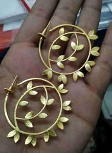 Gold Leaf Hoop Earrings