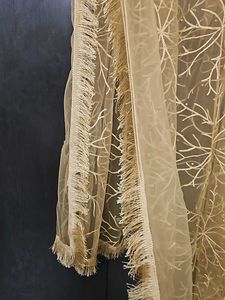 Golden Dupatta With Embroidery N Pearl Work