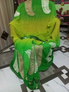 Green Embroidered saree
