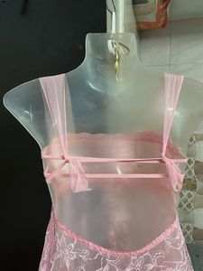 Elegant Pink Lace Babydoll