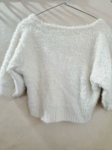 Cozy White Fuzzy Sweater