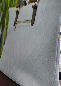 Chic White Textured Tote Bag
