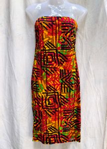 I. Vibrant Strapless Geometric Print Dress