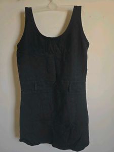 Black Denim Overall Dress