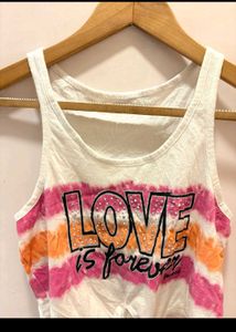 Tie-Front "LOVE" Graphic Tank Top