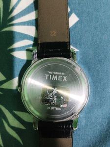 Timex Black Leather Strap Watch