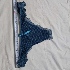 🪔 Sheer Blue Bikini Briefs with Bow Detail
