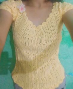 crochet lemon yellow top