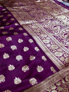 Deep Purple Saree with Gold Motifs
