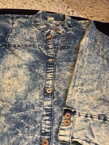 Washed Denim Long Kurta