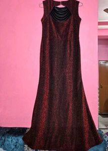 Maroon sparkling gown with bead detailing