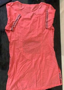Embroidered Coral Kurta Top