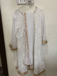 White Embroidered Flowy Maxi Skirt