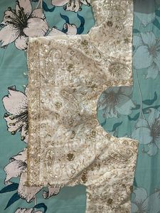 Embellished White Ethnic Blouse saree