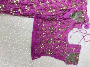 y2k Embellished Purple Lehenga Choli Set