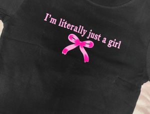 Black Crop Top with Pink Bow - XS/S