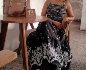 Elegant Black &amp; White Ethnic Gown