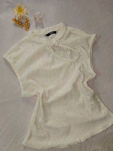Shein Lace Mandarin Collar Top🌟