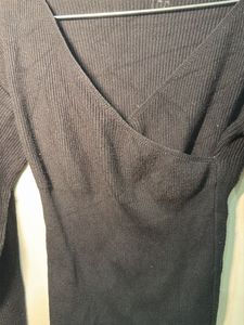 Chic Black Wrap Knit Top