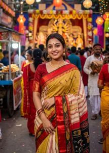 Elegant Yellow and Red Saree