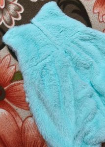 Little Kangaroos Blue Fuzzy Fur Bow Girl Dress