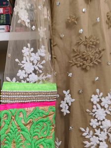 Embroidered Kurta embellished with fake  pearls