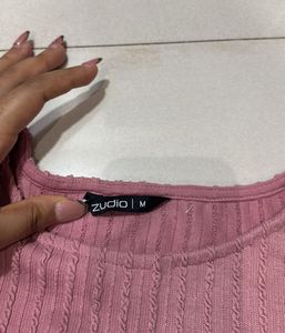 Mauve Ribbed Long Sleeve Top