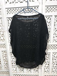 Imported Sheer Striped Black Knit Top