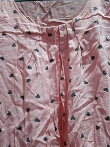 Cute Pink Heart Print Top l size