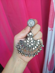 Handmade Mirror & Ghungroo Dangler Earrings