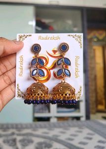 Beautiful Blue Jhumka Earrings
