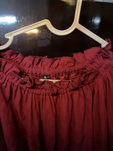 Maroon Off-Shoulder Crop Top