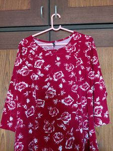 Red Floral Print Bodycon and flare Dress