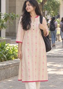 Elegant Pink and Beige Kurta